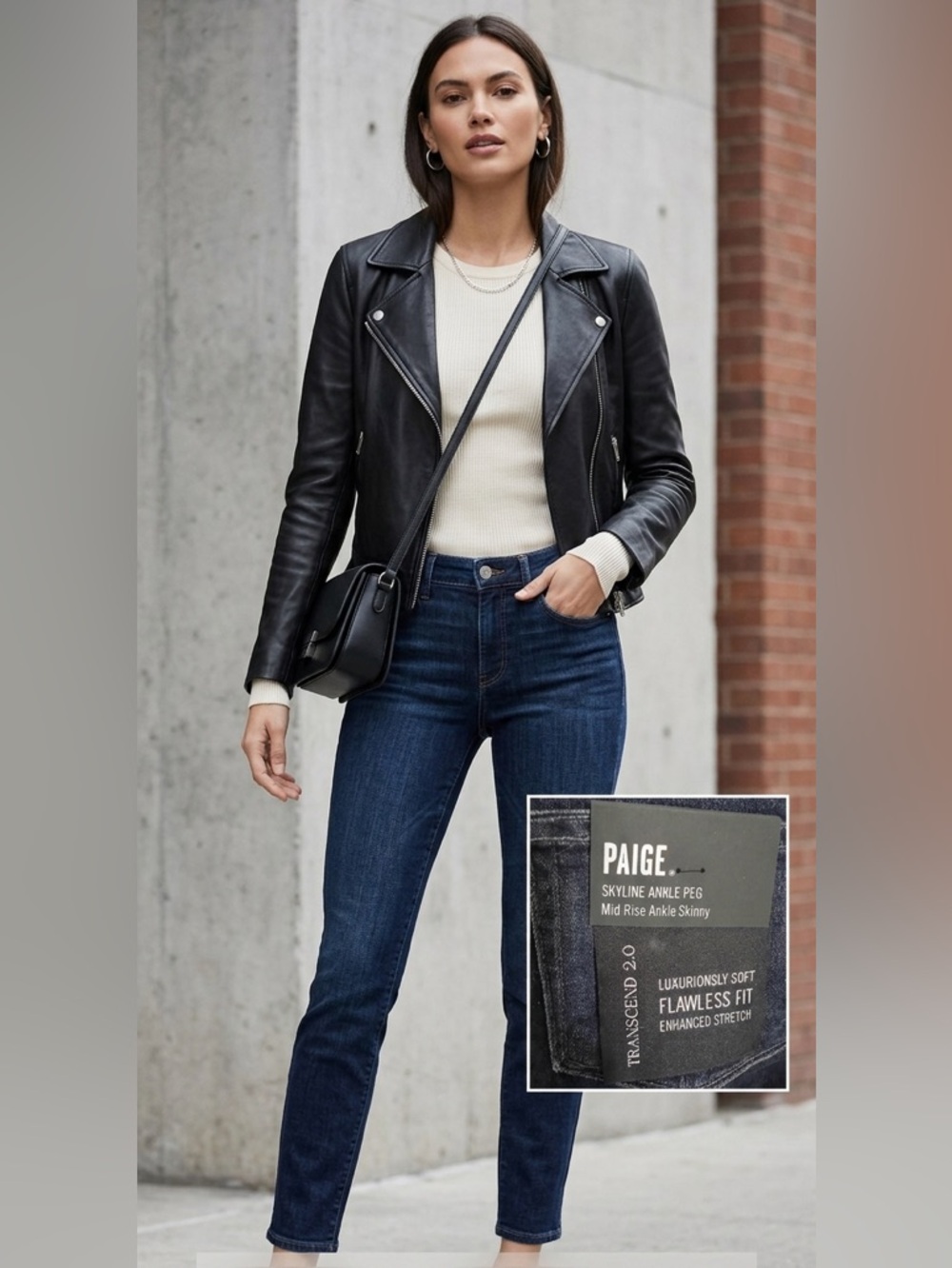 NWT Paige Skyline Ankle Mid Rise Jeans Denim Dark Wash Pants Size 0 XS
